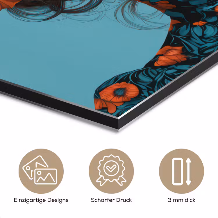 Vrouw - Blauw - Vlinder - Bloemen - Aesthetic aluminium wit klein -closeup_DE
