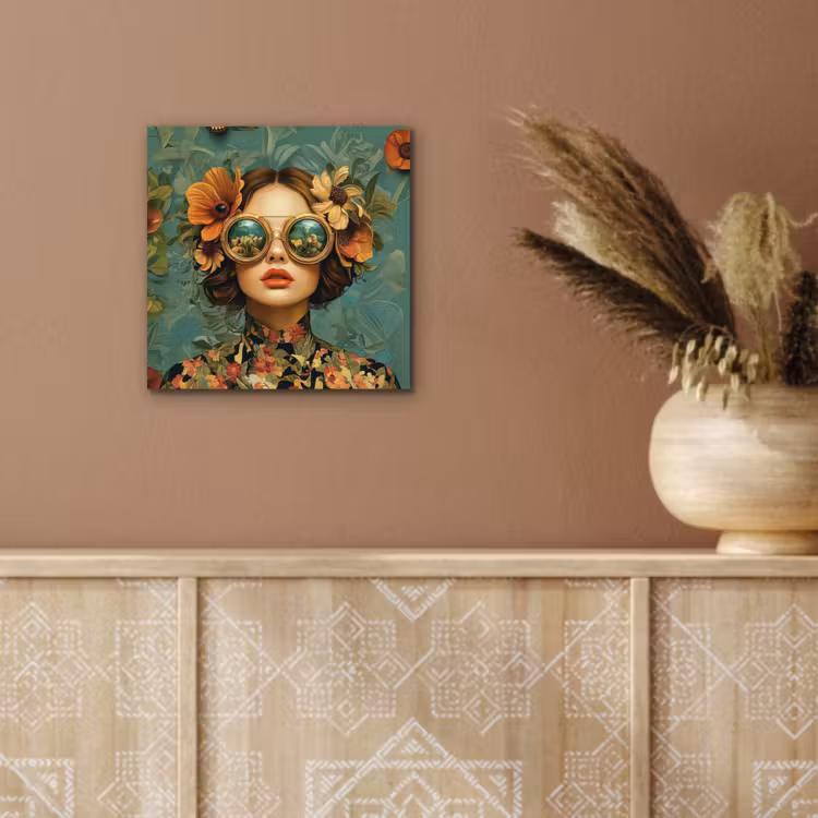 Vrouw - Bloemen - Vlinders - Natuur - Vintage aluminium wit klein -sfeer4