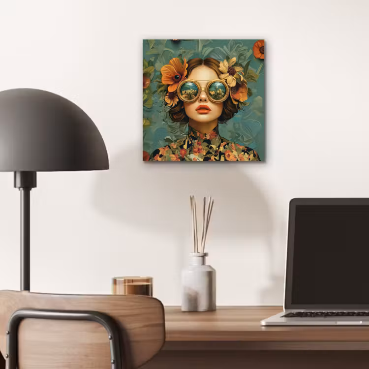 Vrouw - Bloemen - Vlinders - Natuur - Vintage aluminium wit klein -sfeer5