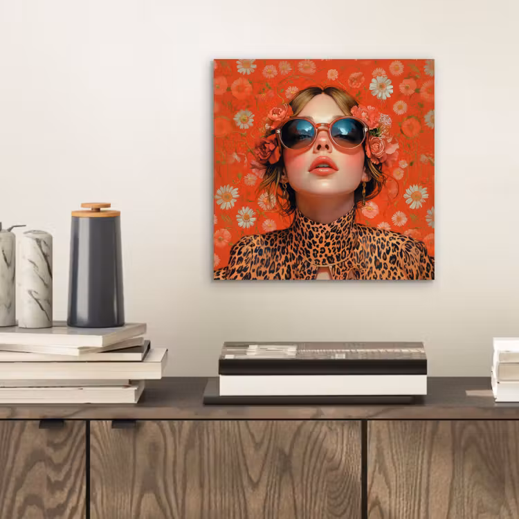 Vrouw - Kleurrijk - Dierenprint - Bloemen aluminium wit klein -sfeer1