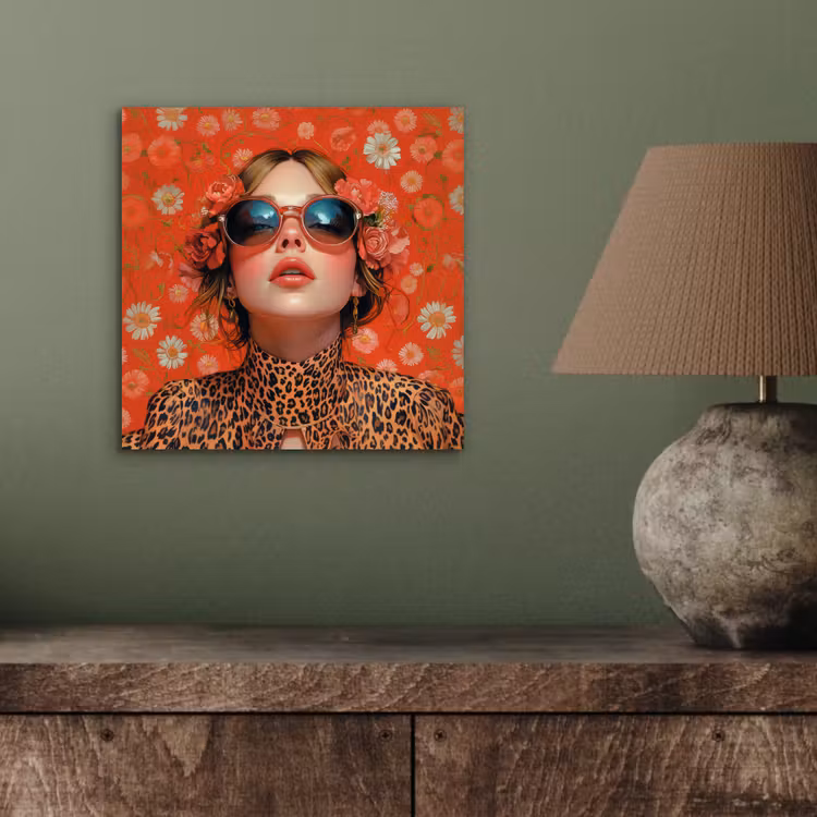 Vrouw - Kleurrijk - Dierenprint - Bloemen aluminium wit klein -sfeer2