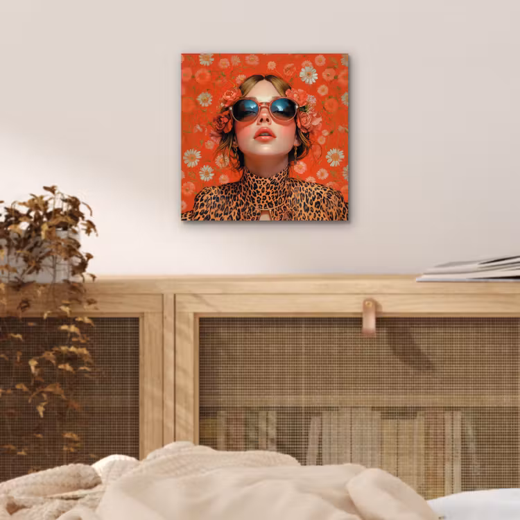 Vrouw - Kleurrijk - Dierenprint - Bloemen aluminium wit klein -sfeer3