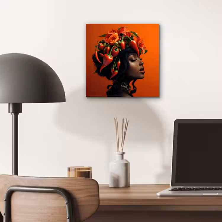 Vrouw - Chilipepers - Pepers - Bloemen aluminium wit klein -sfeer5