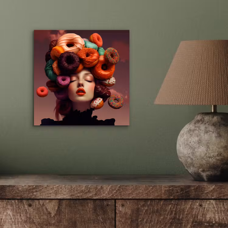 Vrouw - Donuts - Kleurrijk aluminium wit klein -sfeer2