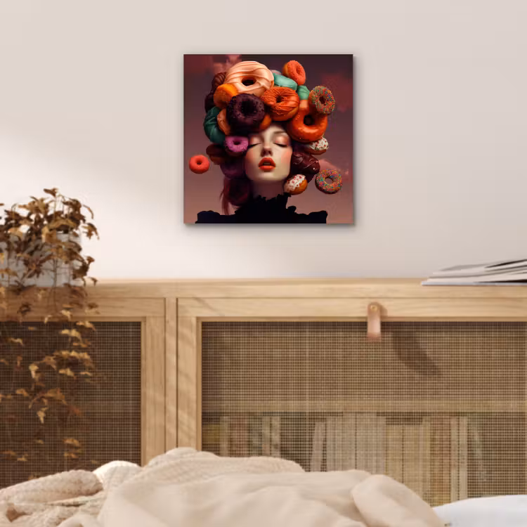Vrouw - Donuts - Kleurrijk aluminium wit klein -sfeer3