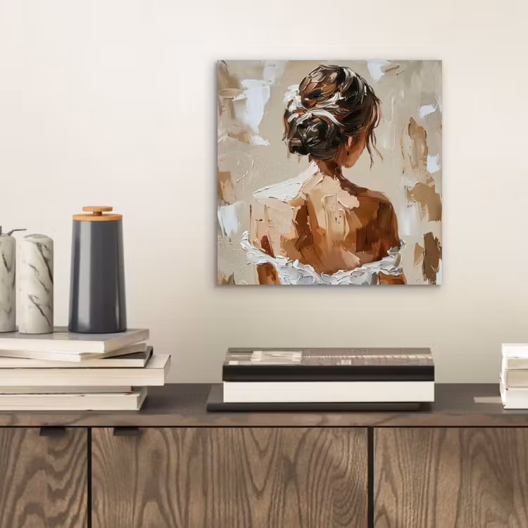 Vrouw - Verf - Abstract - Beige - Modern aluminium wit klein -sfeer1