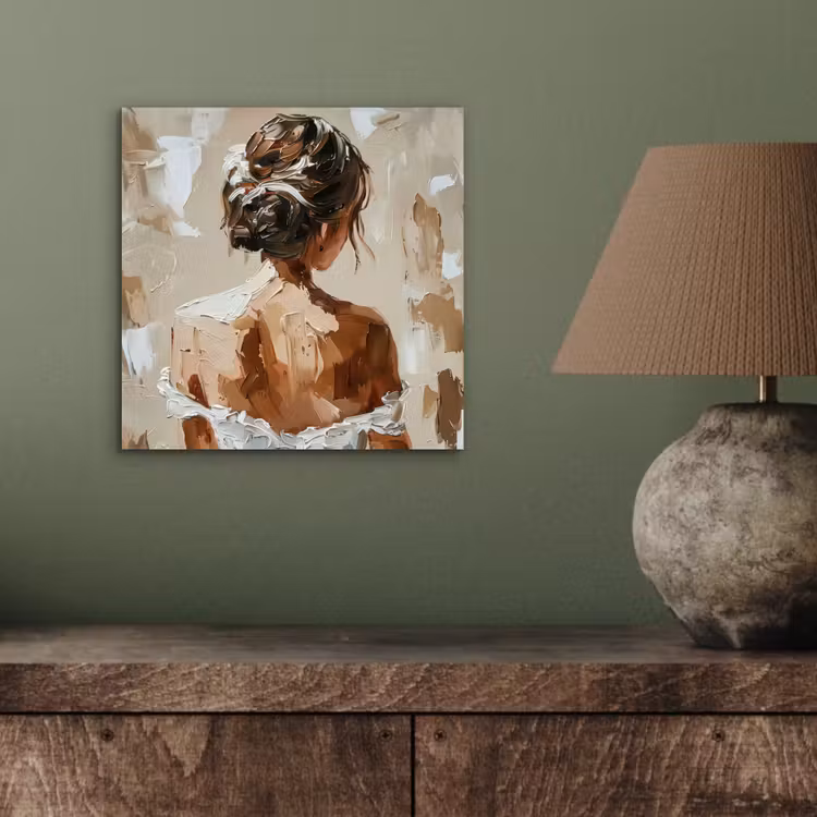 Vrouw - Verf - Abstract - Beige - Modern aluminium wit klein -sfeer2