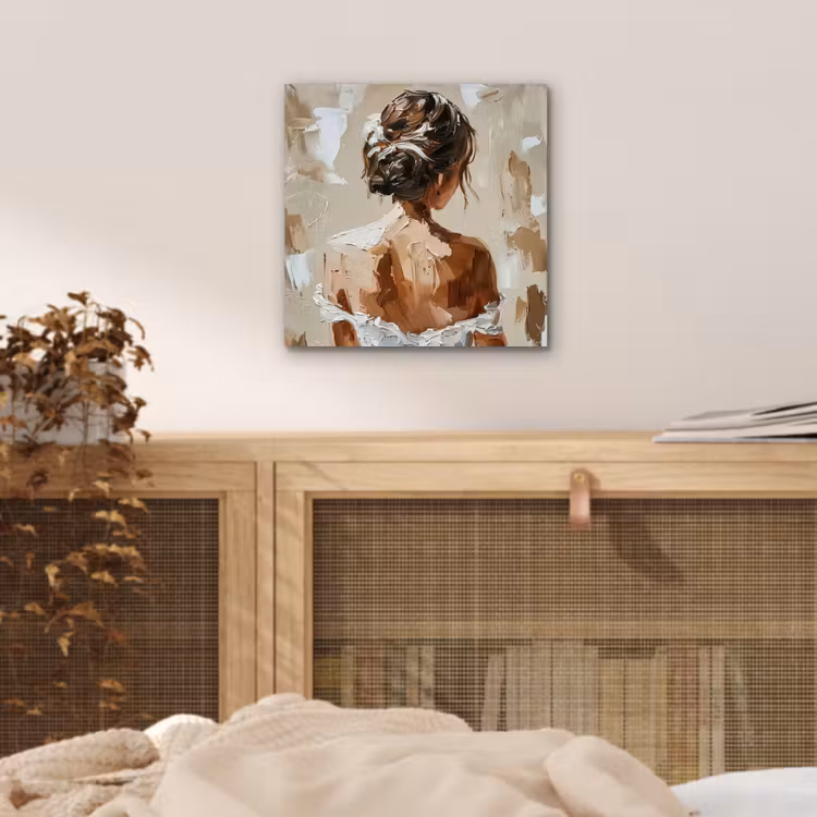 Vrouw - Verf - Abstract - Beige - Modern aluminium wit klein -sfeer3