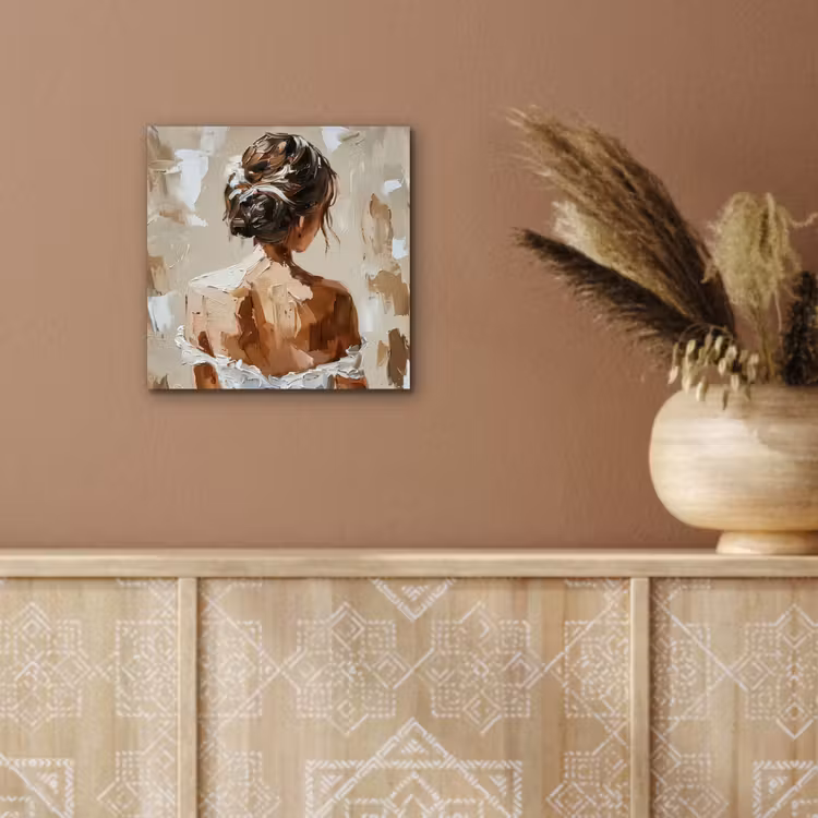 Vrouw - Verf - Abstract - Beige - Modern aluminium wit klein -sfeer4