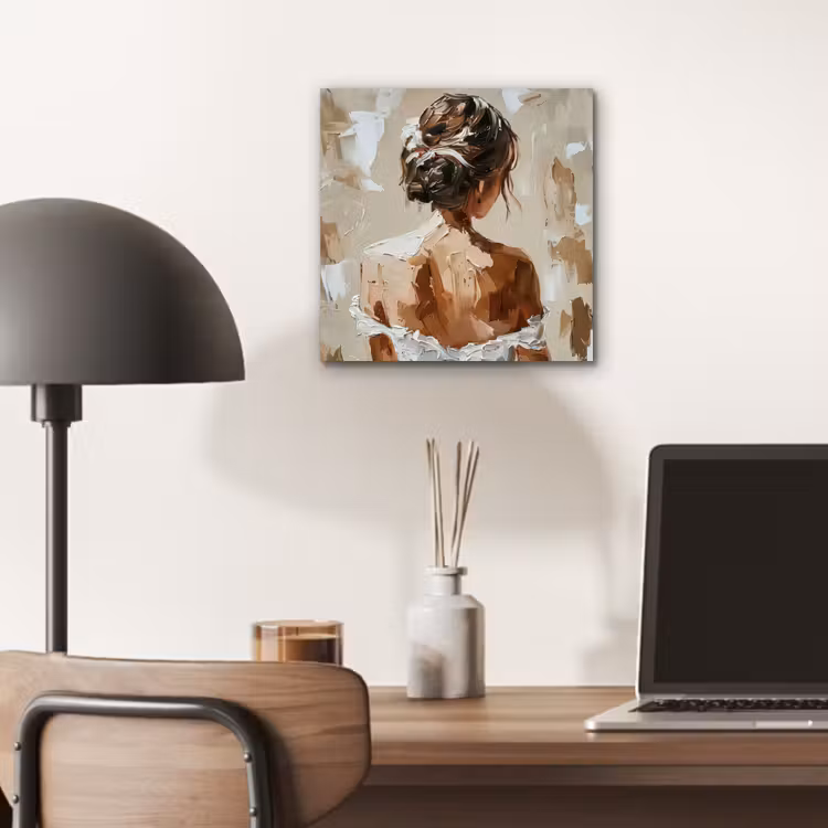 Vrouw - Verf - Abstract - Beige - Modern aluminium wit klein -sfeer5