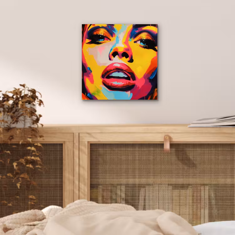 Vrouw - Gezicht - Kleurrijk aluminium wit klein -sfeer3