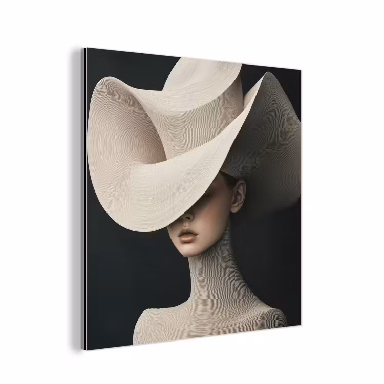 Vrouw - Golvende - Hoed aluminium wit klein -3d