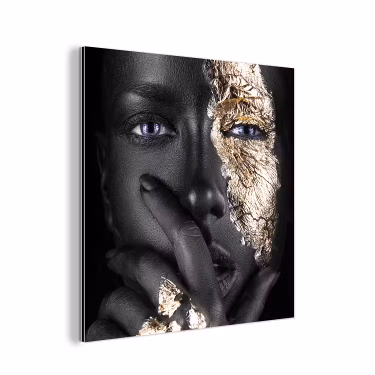 Vrouw - Goud - Zwart - Schmink - Luxe aluminium wit klein -3d