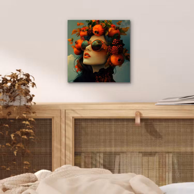 Vrouw - Granaatappel - Herfst - Zonnebril aluminium wit klein -sfeer3