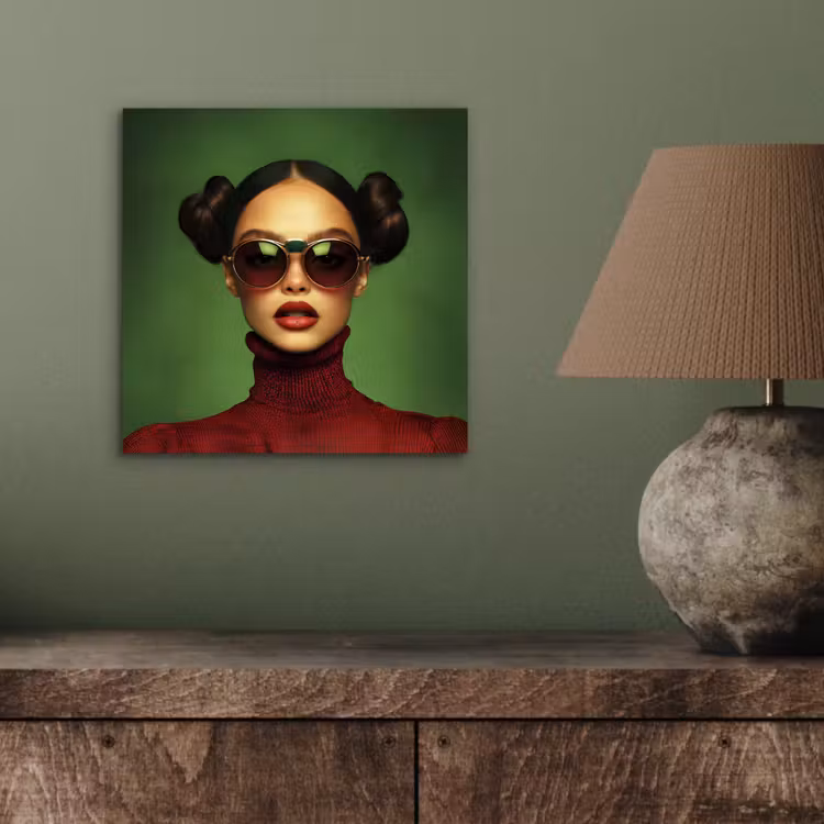 Vrouw - Groen - Bril - Aesthetic - Modern aluminium wit klein -sfeer2