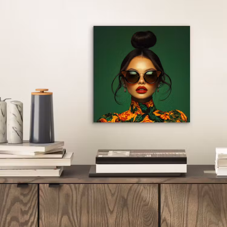 Vrouw - Groen - Modern - Bril - Abstract aluminium wit klein -sfeer1