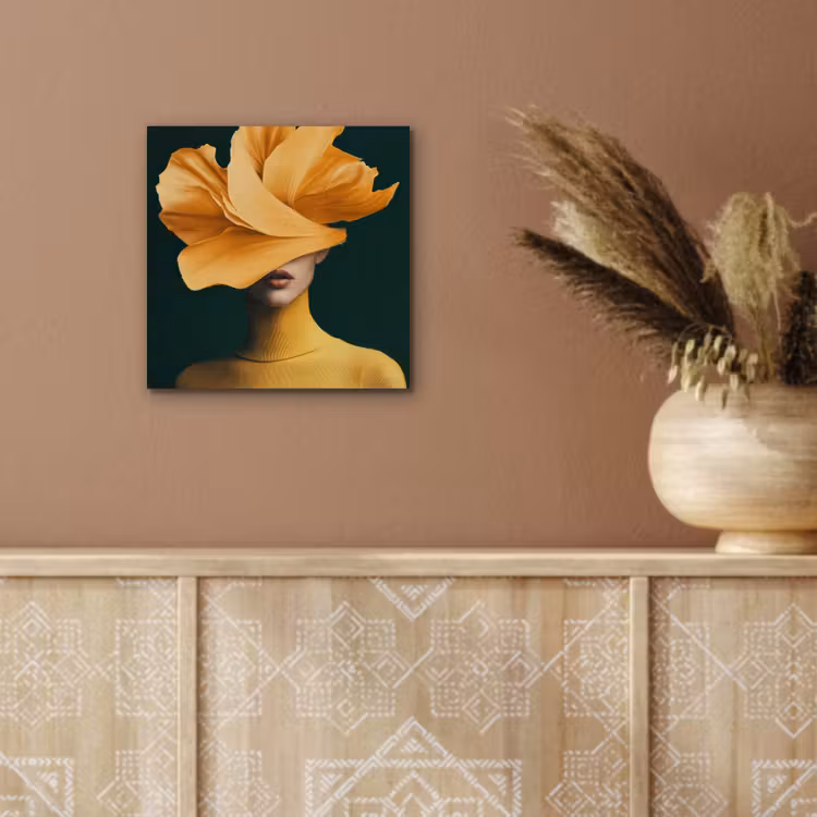 Vrouw - Hoed - Geel aluminium wit klein -sfeer4
