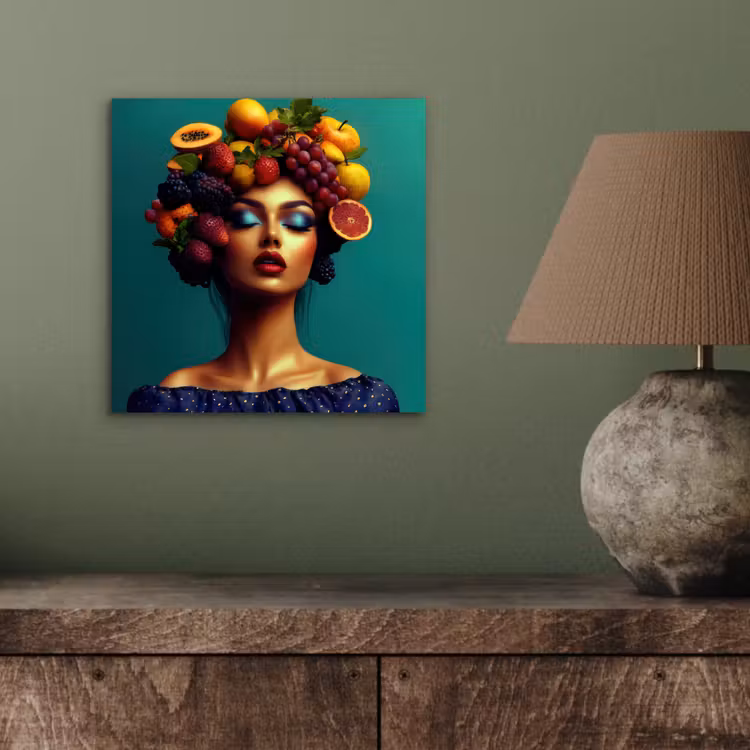 Vrouw - Hoodtooi - Tropisch - Fruit - Druiven aluminium wit klein -sfeer2