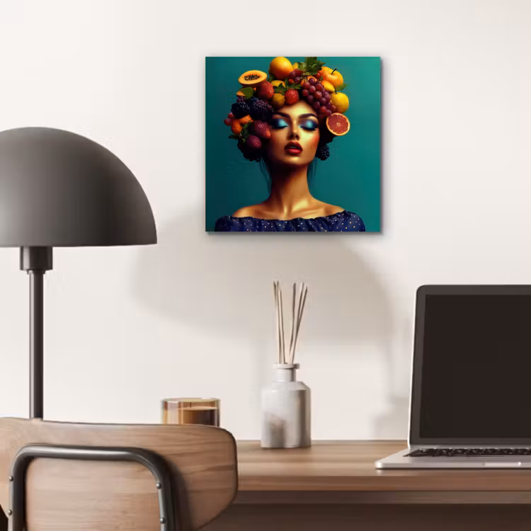 Vrouw - Hoodtooi - Tropisch - Fruit - Druiven aluminium wit klein -sfeer5