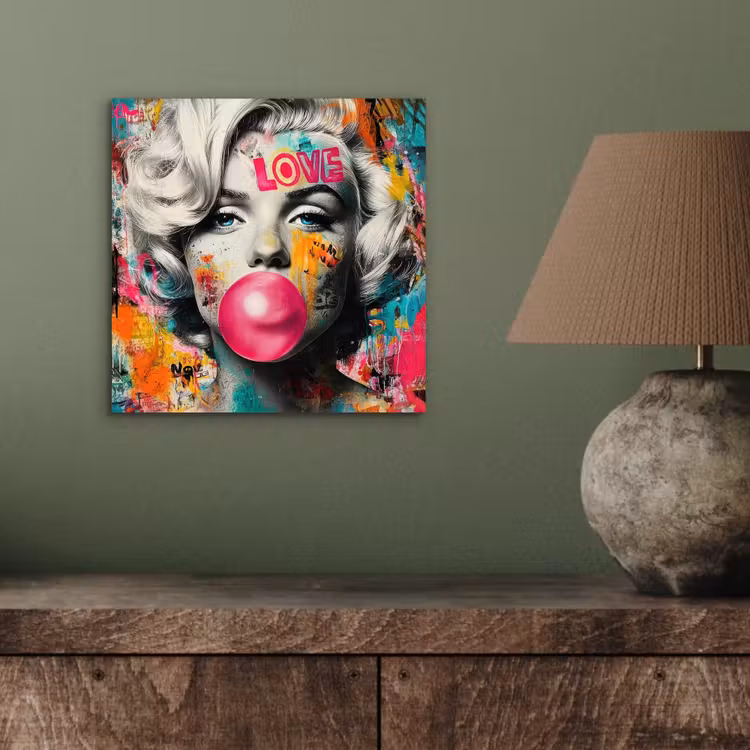 Vrouw - Kauwgom - Graffiti - Neonkleuren aluminium wit klein -sfeer2