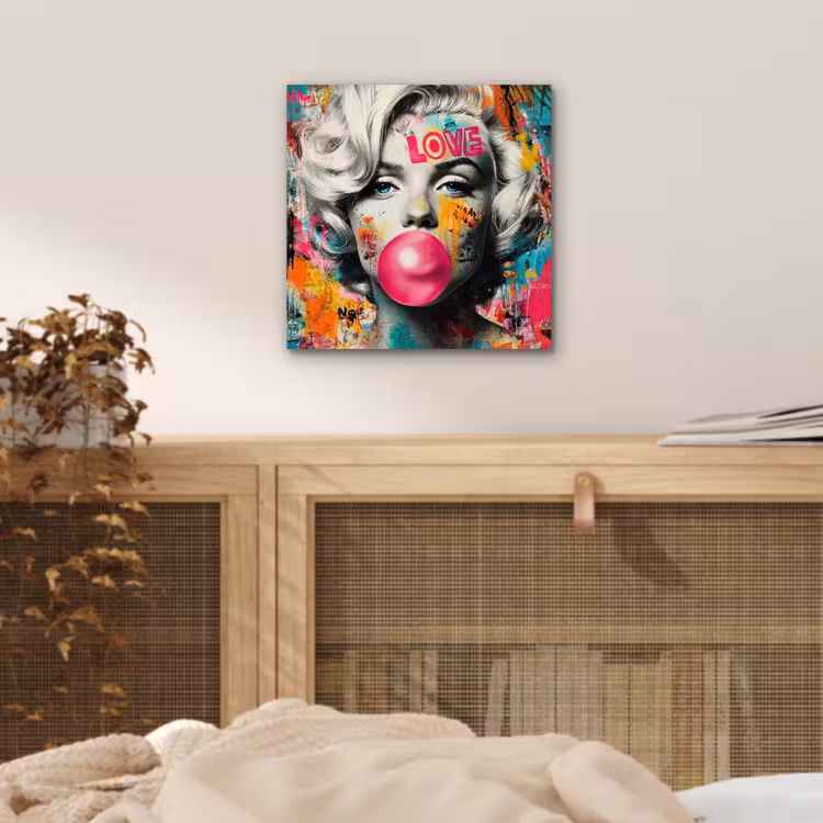 Vrouw - Kauwgom - Graffiti - Neonkleuren aluminium wit klein -sfeer3