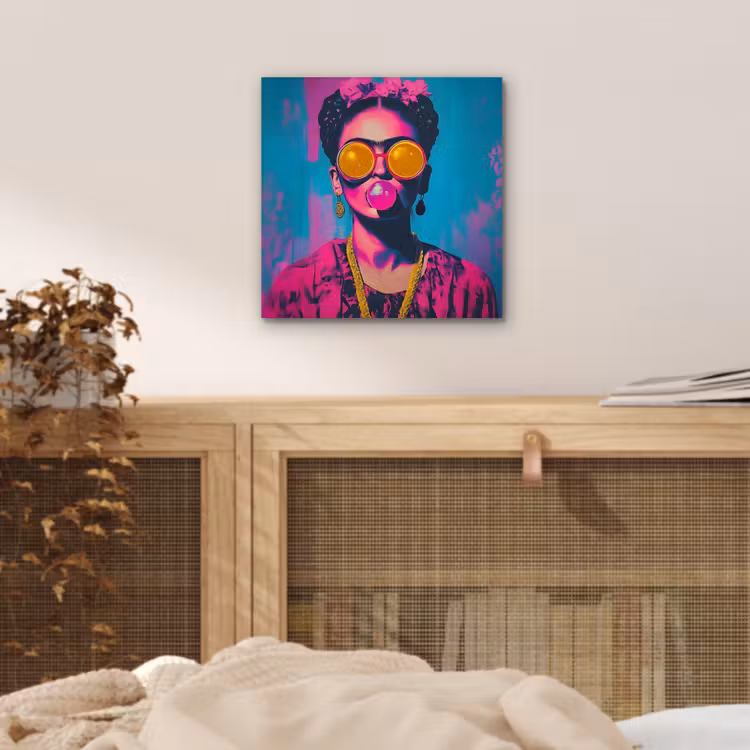 Vrouw - Kauwgom - Zonnebril - Oranje aluminium wit klein -sfeer3