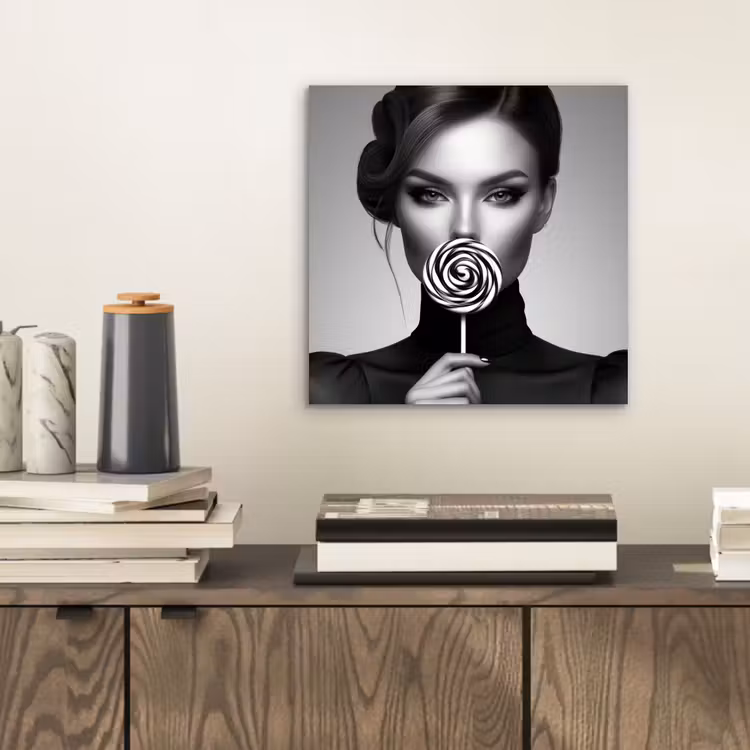 Vrouw - Lolly - Zwart aluminium wit klein -sfeer1