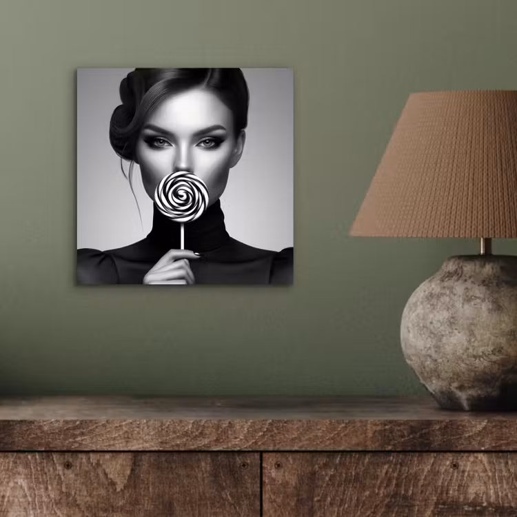 Vrouw - Lolly - Zwart aluminium wit klein -sfeer2