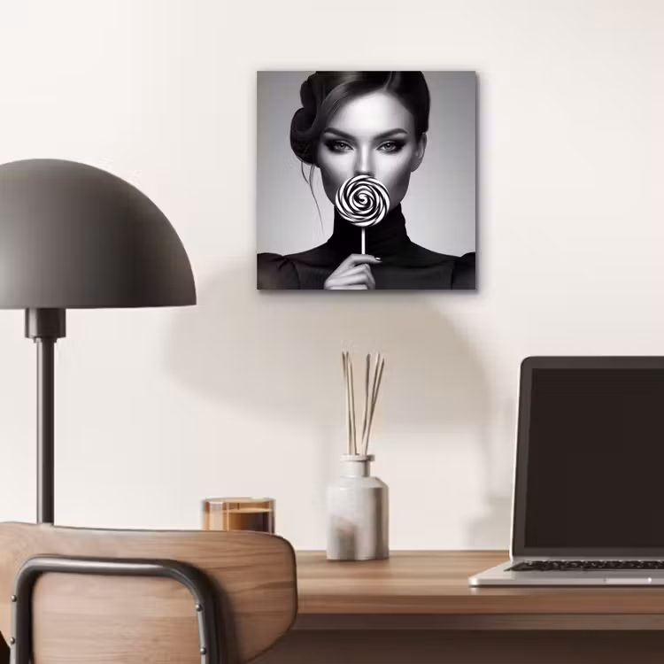Vrouw - Lolly - Zwart aluminium wit klein -sfeer5