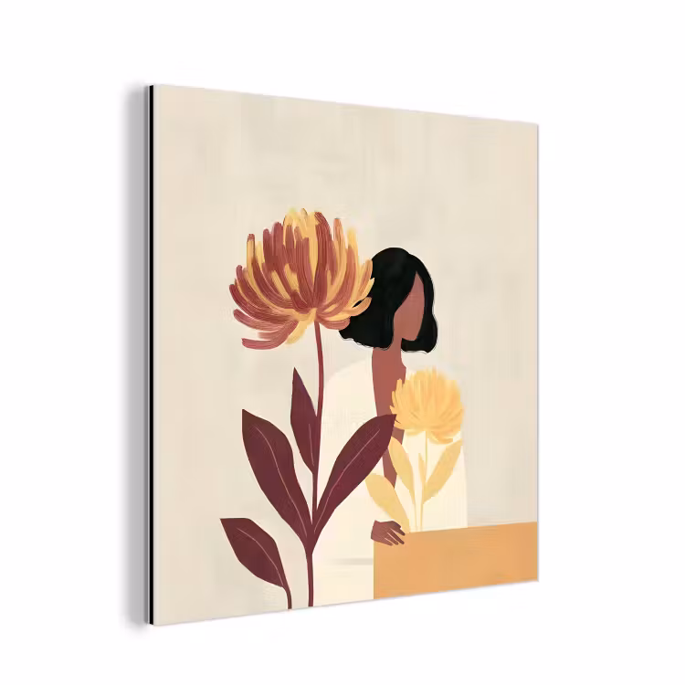 Vrouw - Minimalistisch - Bloem aluminium wit klein -3d