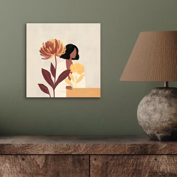 Vrouw - Minimalistisch - Bloem aluminium wit klein -sfeer2