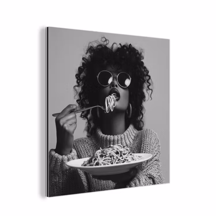 Vrouw - Pasta - Zwart - Wit aluminium wit klein -3d