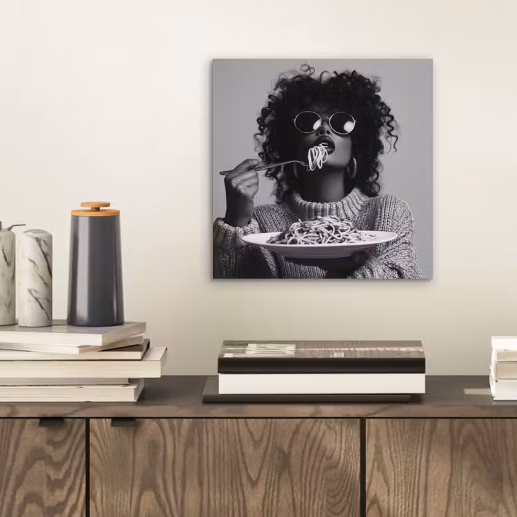 Vrouw - Pasta - Zwart - Wit aluminium wit klein -sfeer1