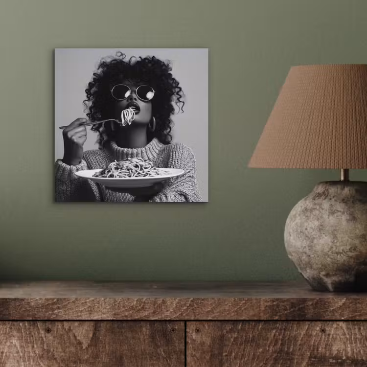 Vrouw - Pasta - Zwart - Wit aluminium wit klein -sfeer2