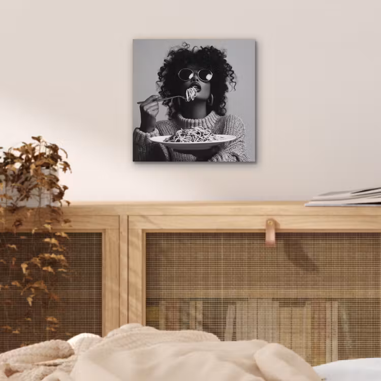 Vrouw - Pasta - Zwart - Wit aluminium wit klein -sfeer3