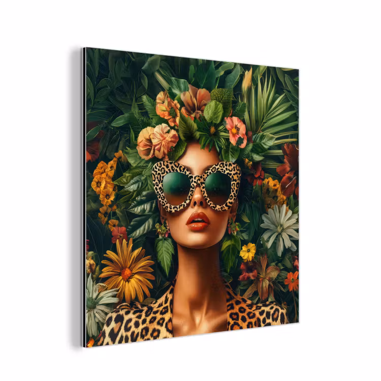 Vrouw - Panterprint - Jungle - Natuur - Luxe aluminium wit klein -3d