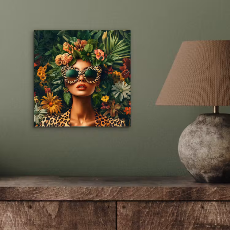 Vrouw - Panterprint - Jungle - Natuur - Luxe aluminium wit klein -sfeer2