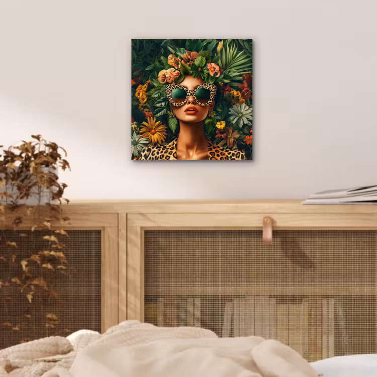 Vrouw - Panterprint - Jungle - Natuur - Luxe aluminium wit klein -sfeer3