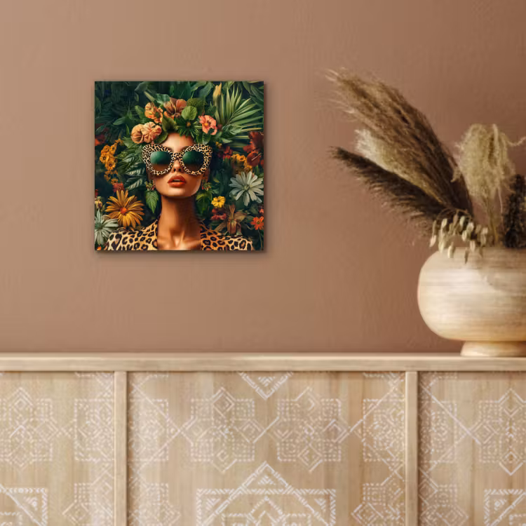 Vrouw - Panterprint - Jungle - Natuur - Luxe aluminium wit klein -sfeer4