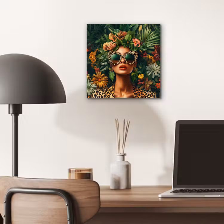 Vrouw - Panterprint - Jungle - Natuur - Luxe aluminium wit klein -sfeer5