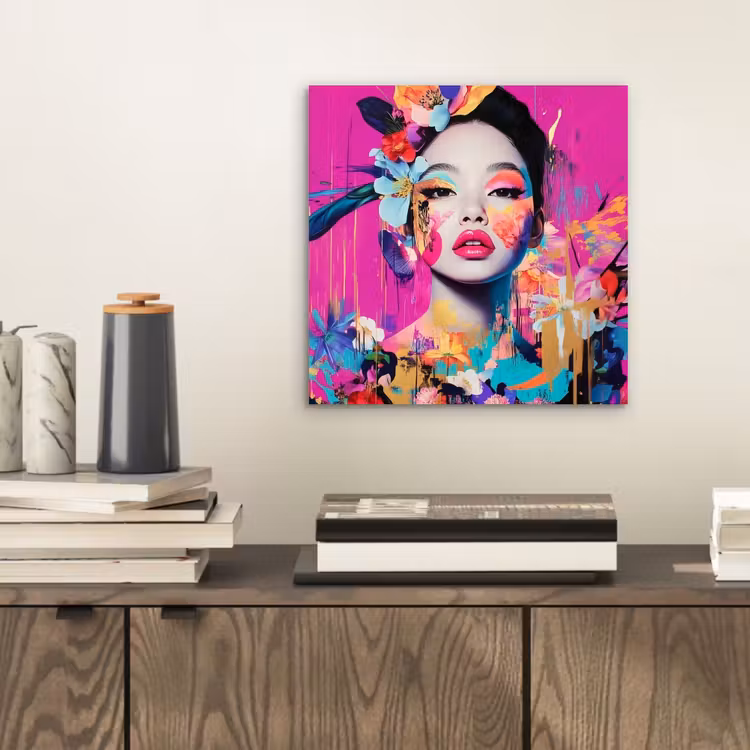Vrouw - Portret - Abstract - Paars aluminium wit klein -sfeer1
