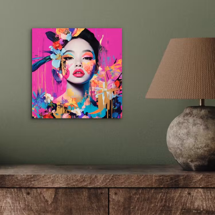 Vrouw - Portret - Abstract - Paars aluminium wit klein -sfeer2