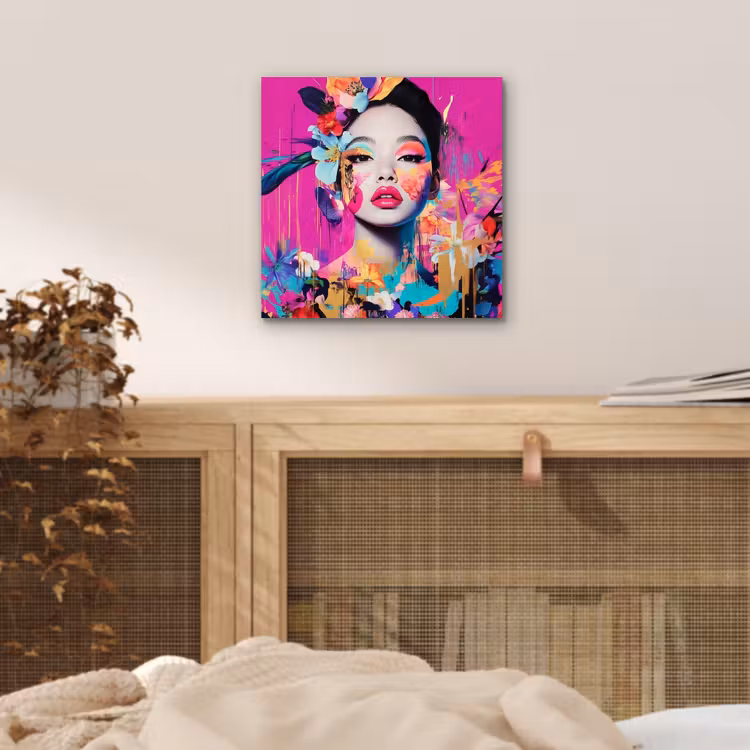 Vrouw - Portret - Abstract - Paars aluminium wit klein -sfeer3