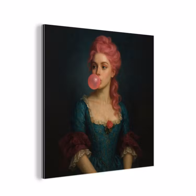 Vrouw - Portret - Kauwgombel aluminium wit klein -3d