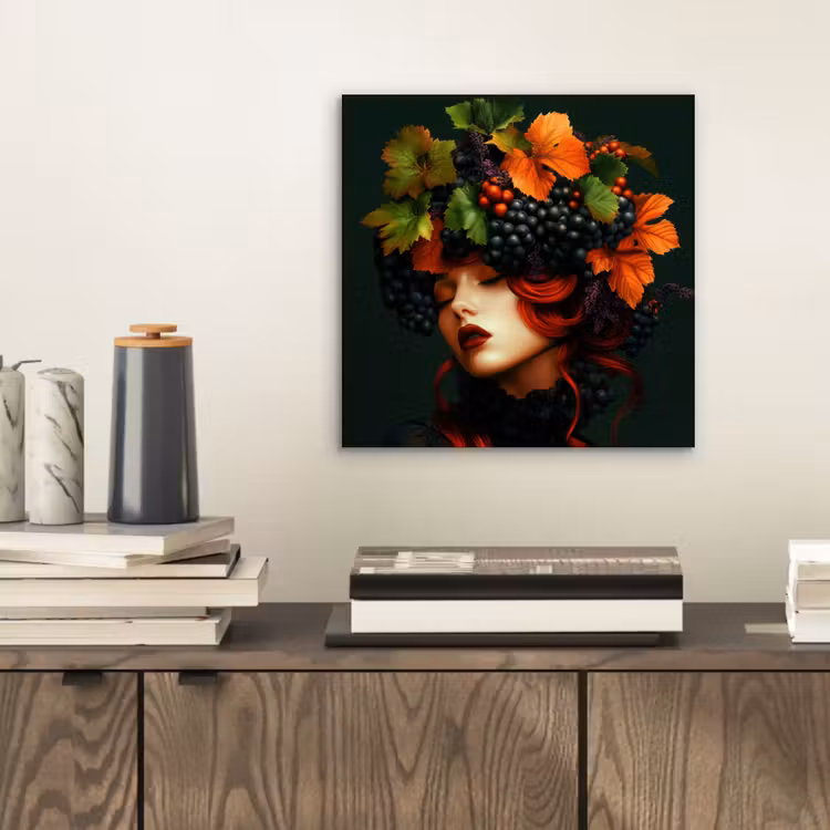 Vrouw - Rood - Groen - Druiven aluminium wit klein -sfeer1
