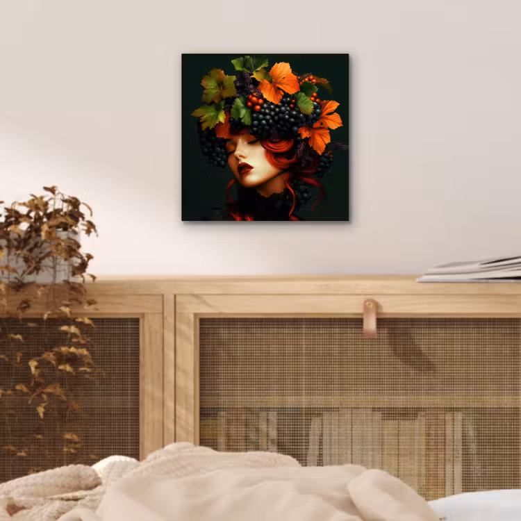 Vrouw - Rood - Groen - Druiven aluminium wit klein -sfeer3