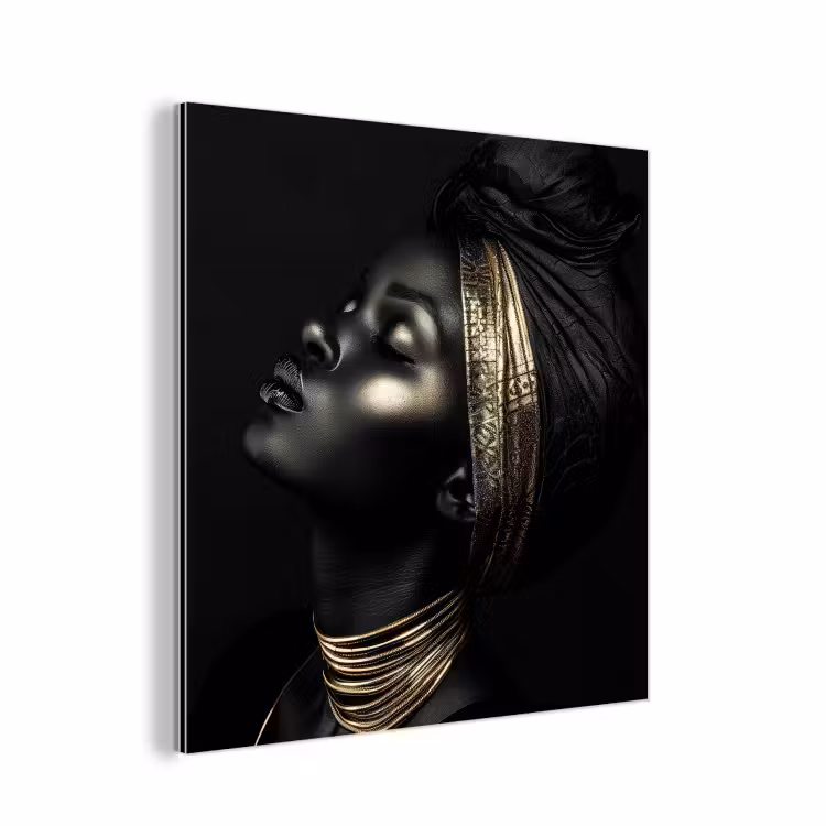 Vrouw - Zwart - Goud - Sieraden aluminium wit klein -3d