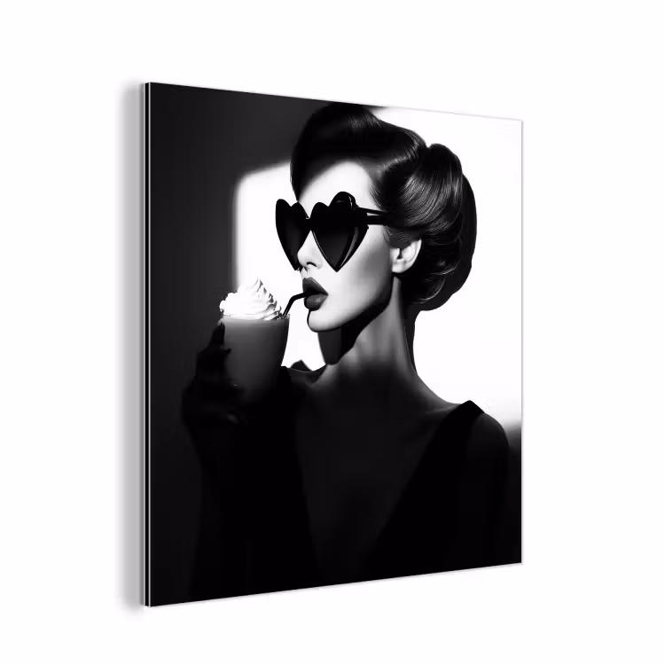 Vrouw - Zwart - Hart aluminium wit klein -3d