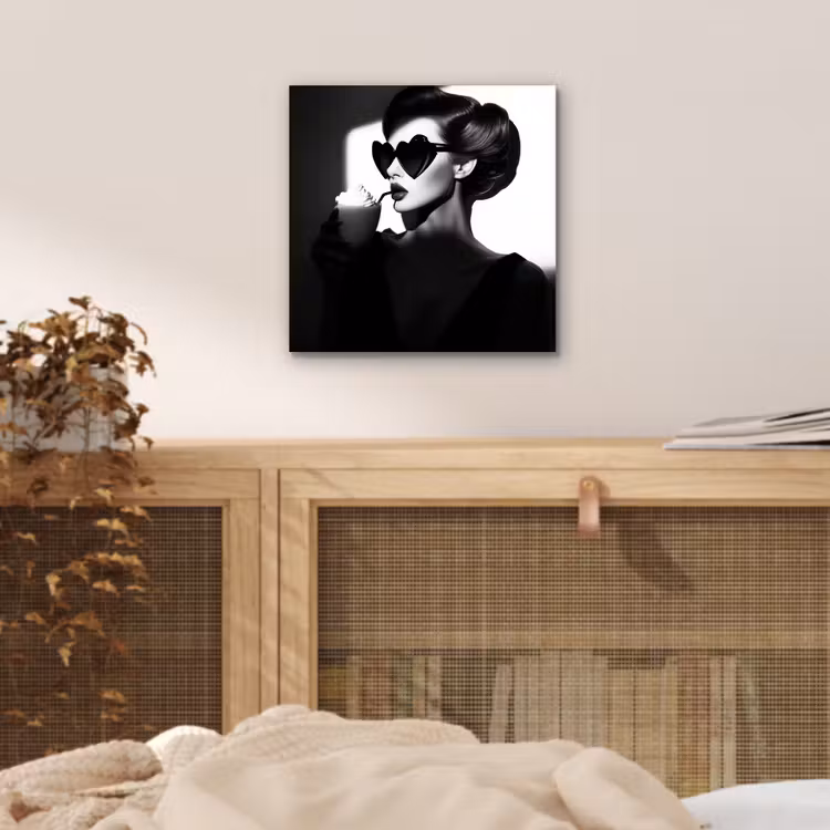 Vrouw - Zwart - Hart aluminium wit klein -sfeer3
