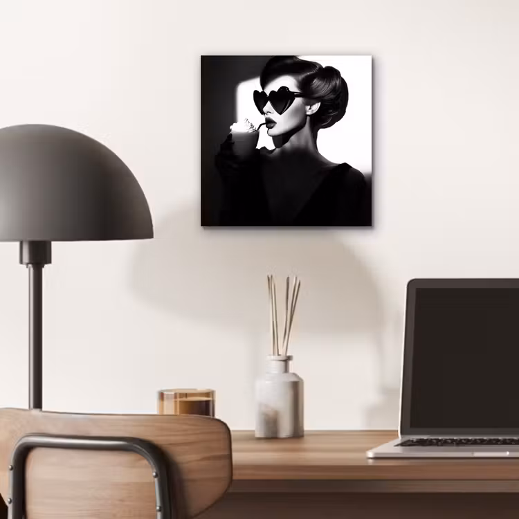 Vrouw - Zwart - Hart aluminium wit klein -sfeer5
